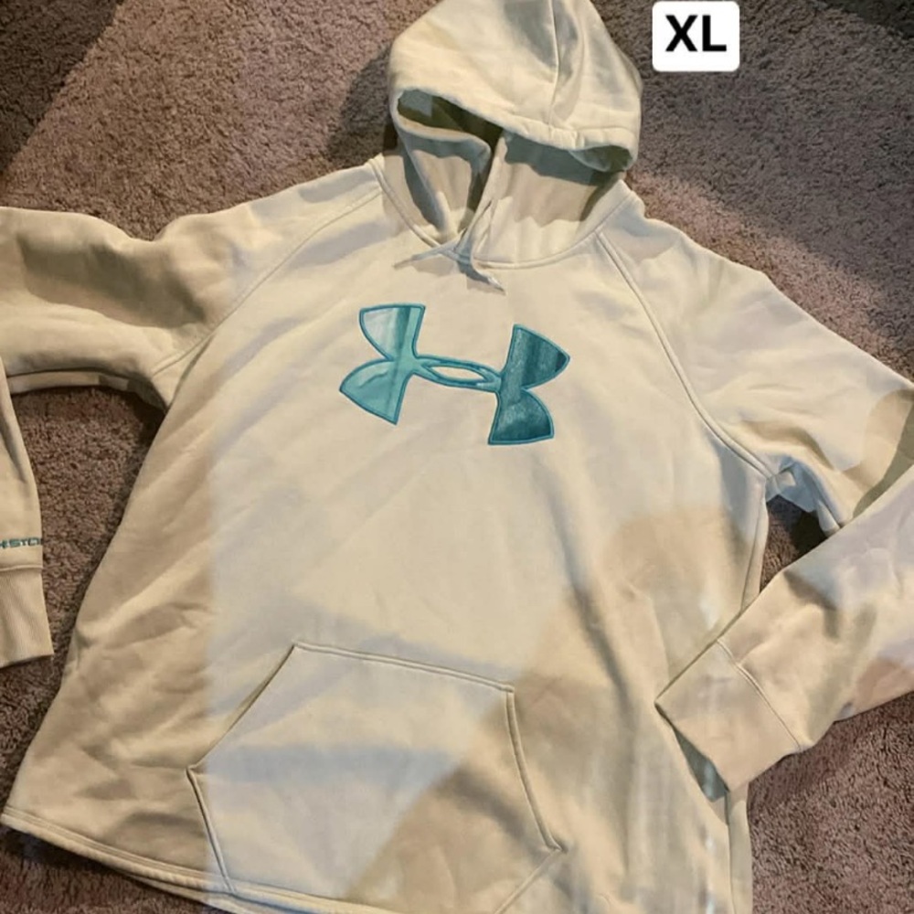 Under Armour Beige Hoodie with Teal Logo
